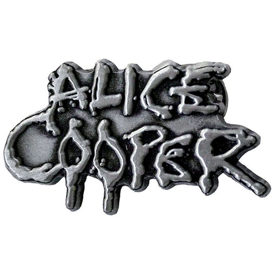 Alice Cooper Dripping Logo Silver Pewter Pin Badge