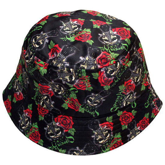 Skulls & Roses Pattern Bucket Cap
