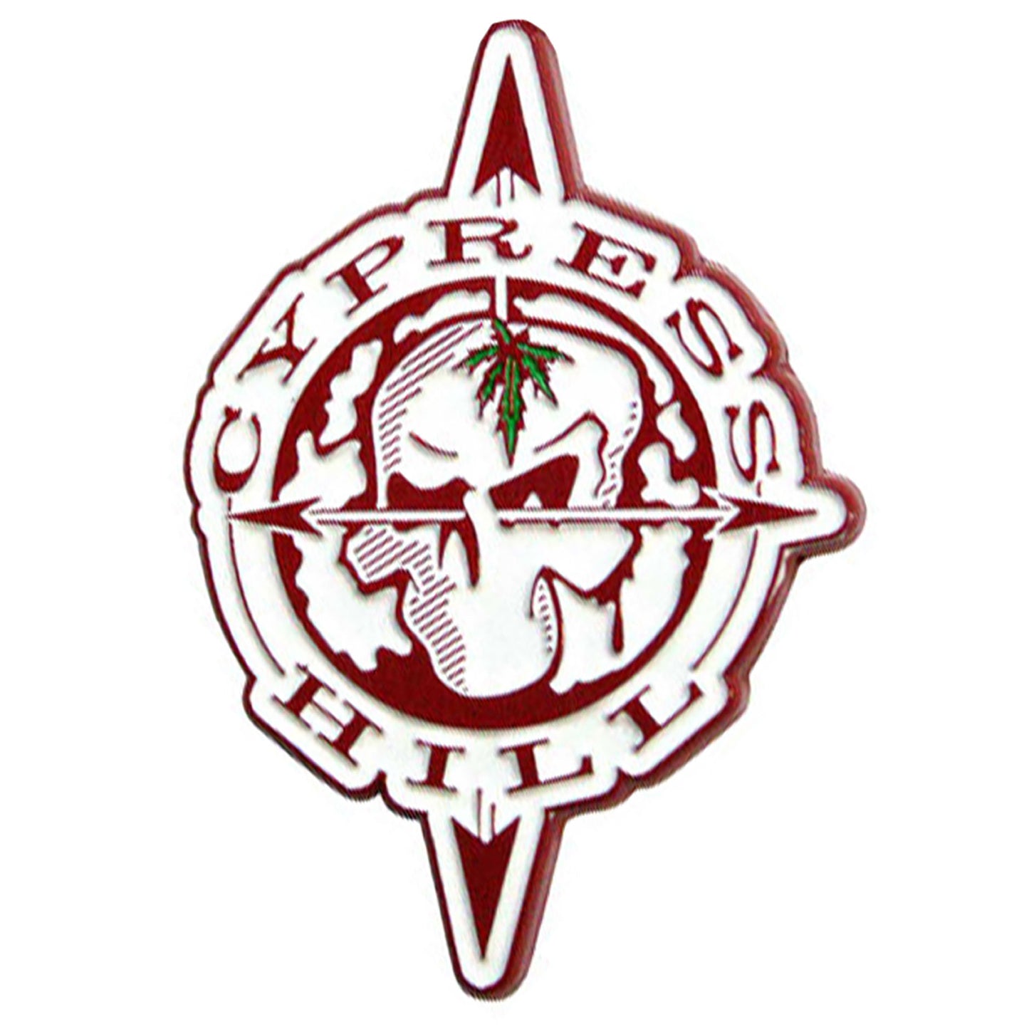 Skull Compass Pewter Pin Badge