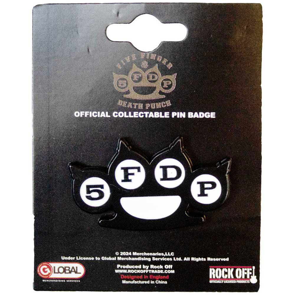 Five Finger Death Punch Knuckles B&w Pewter Pin Badge