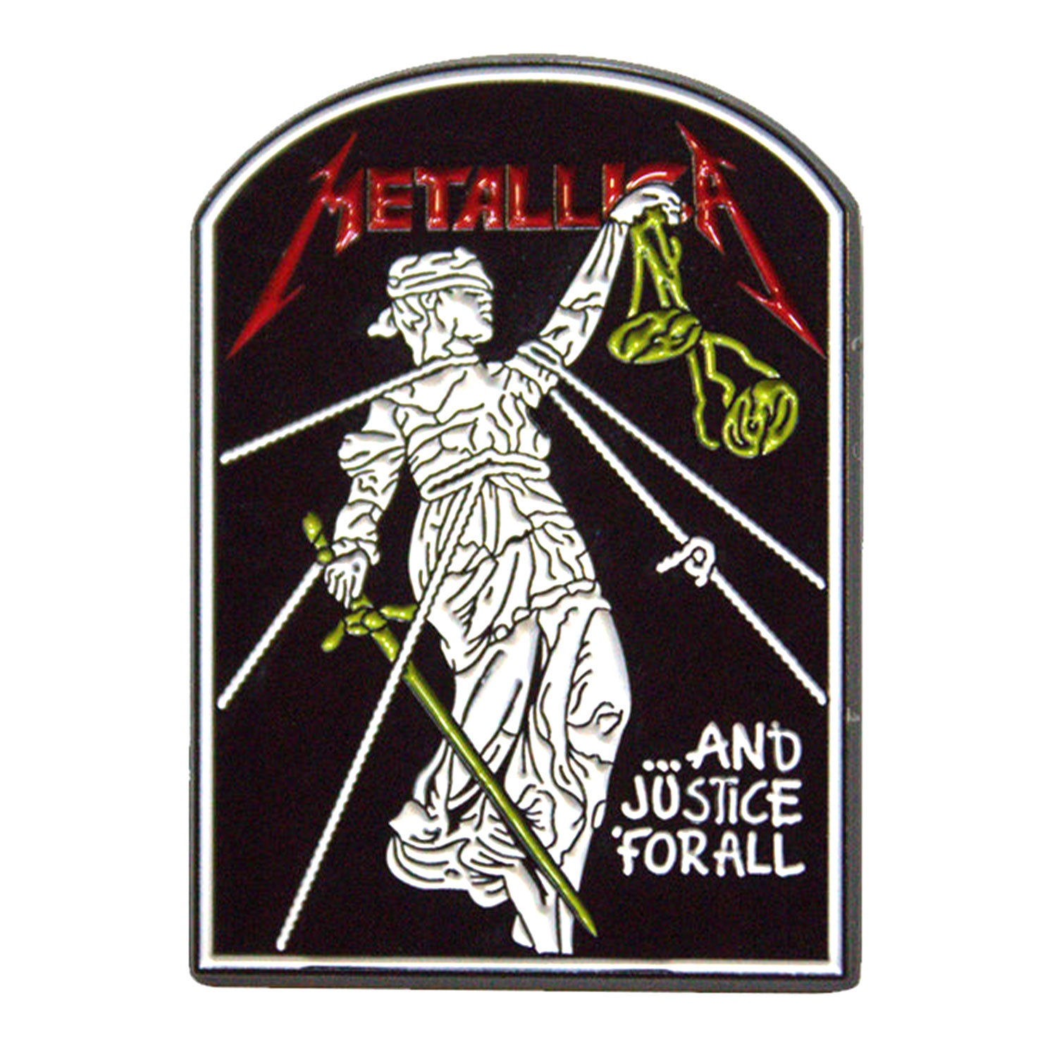 And Justice For All Tombstone Pewter Pin Badge