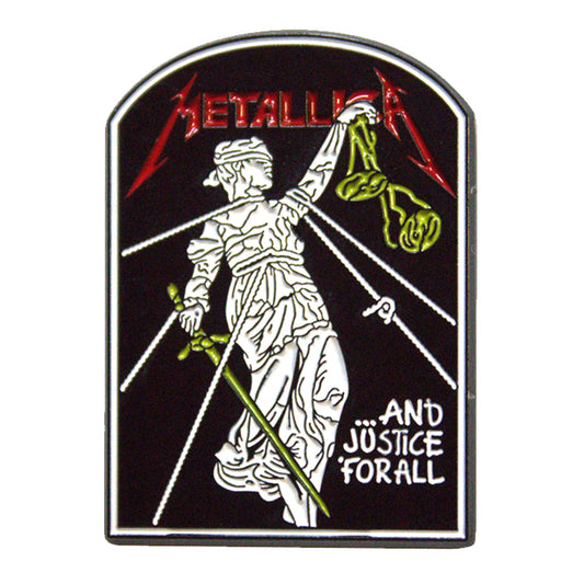And Justice For All Tombstone Pewter Pin Badge