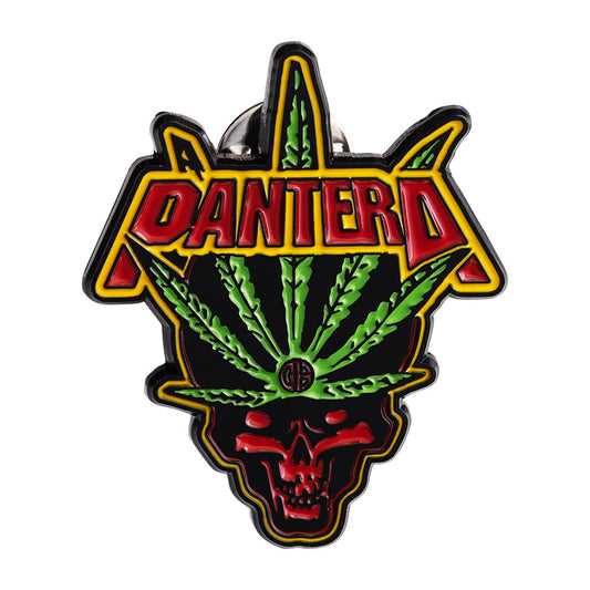 Leaf Skull Pewter Pin Badge