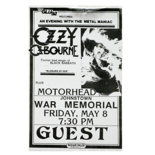 Ozzy Osbourne An Evening With The Metal Maniac Guest Cloth Backstage Pass