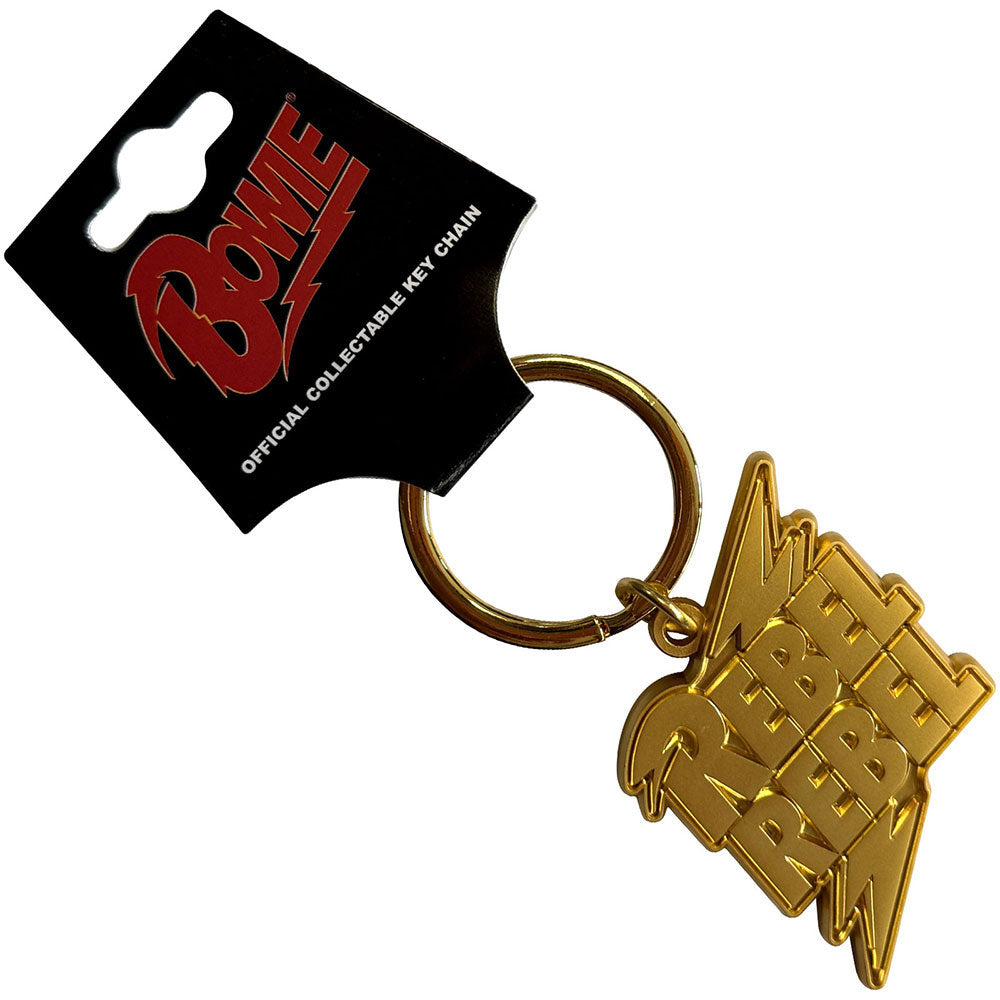 David Bowie Rebel Rebel Gold Metal Key Chain