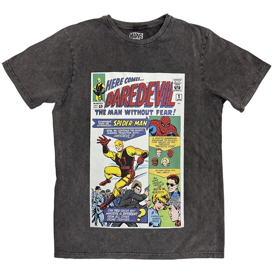 Marvel Comics Here Comes Daredevil Comic Stone Wash T-shirt