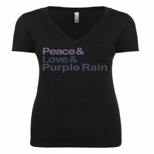 Peace Love & Purple Rain Ladies Tee (Black) Junior Top