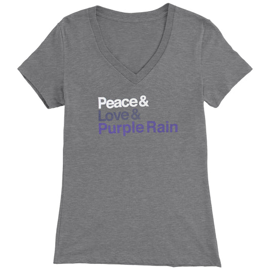 Peace Love & Purple Rain Ladies Tee (Heather Grey) Junior Top