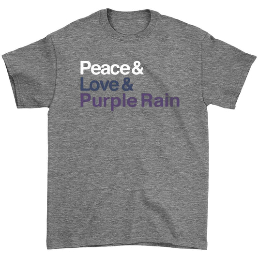 Prince Peace Love And Purple Rain Tee (Heather Grey) T-shirt Front