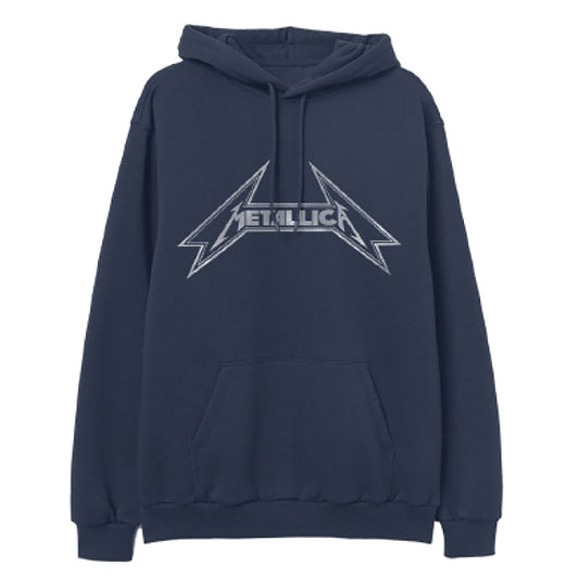 Metallica Classic Logo Navy Pullover Hoodie Hooded Sweatshirt Front