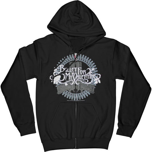 Bullet For My Valentine Bullets And Guns Circle (Only 1 Available) Zippered Hooded Sweatshirt
