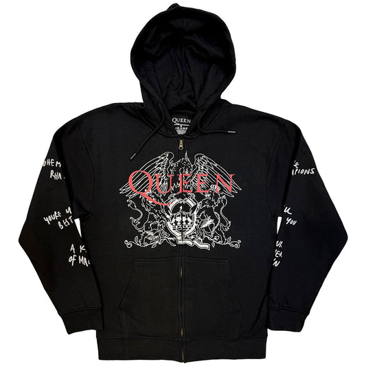 Logo & Crest Outline Zippered Hooded Sweatshirt
