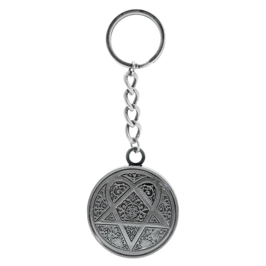 Heartagram Within Flourishes Metal Key Chain