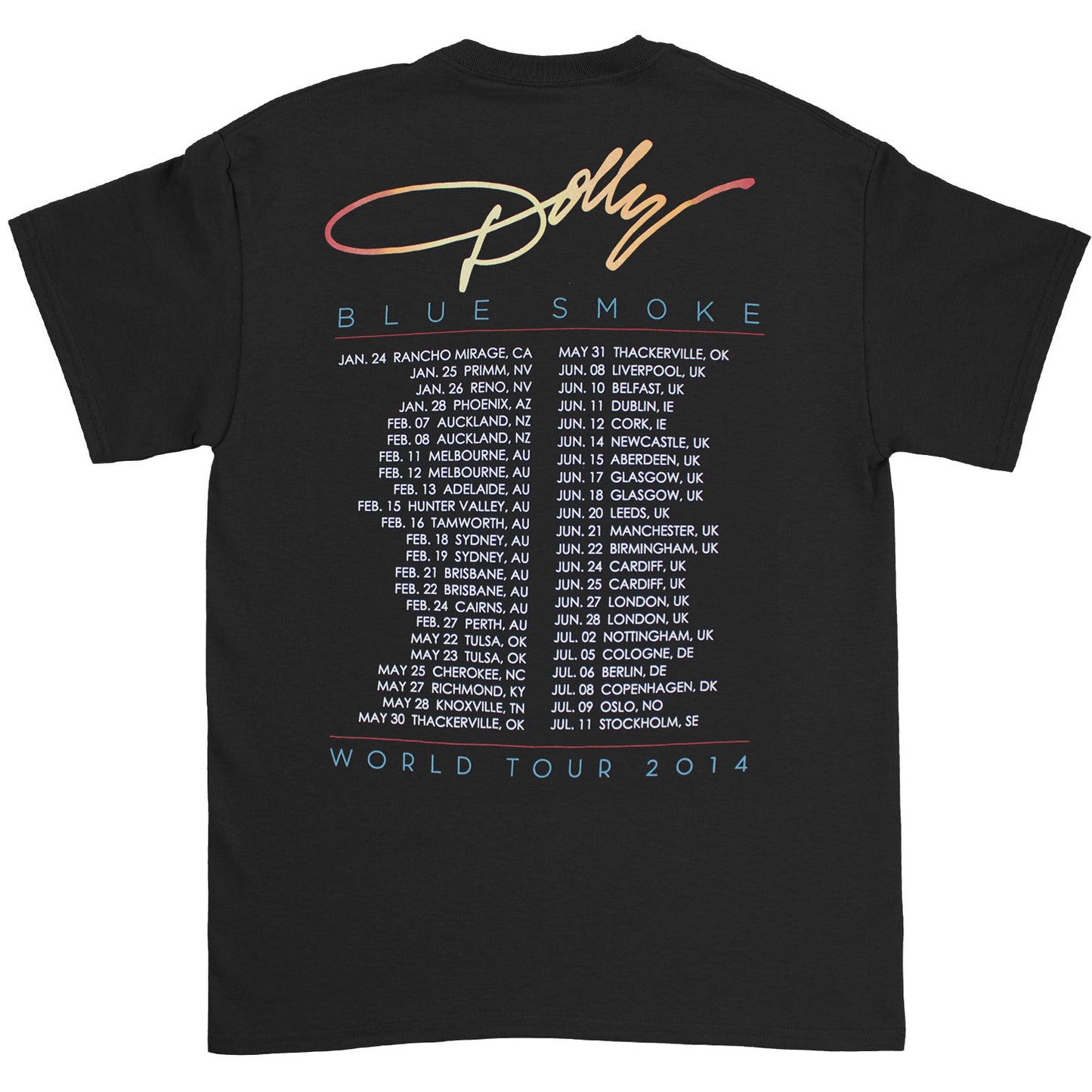 Dolly Parton Blue Smoke World Tour 2014 T-shirt