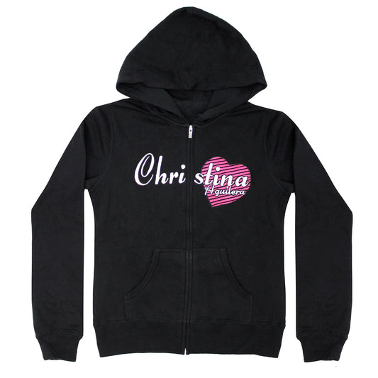 Embroidered Heart Logo Girls Jr Hooded Sweatshirt