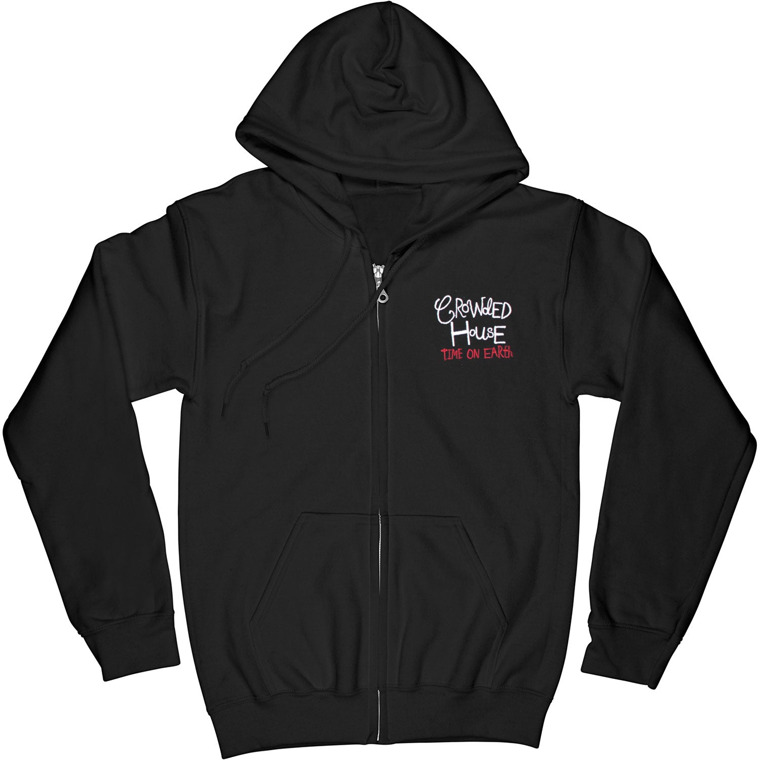 Crowded House Time On Earth (Black) Zippered Hooded Sweatshirt