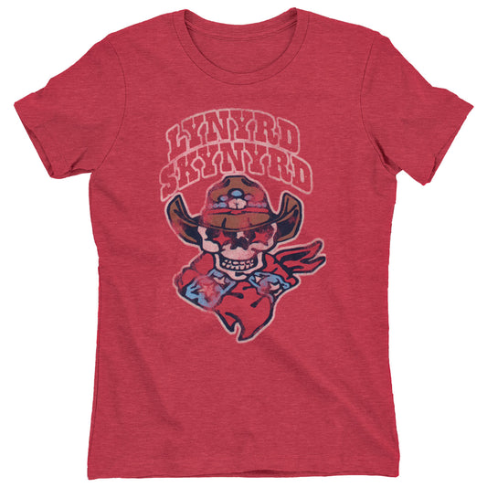 Vintage Distressed Cowboy Skull Logo Junior Top