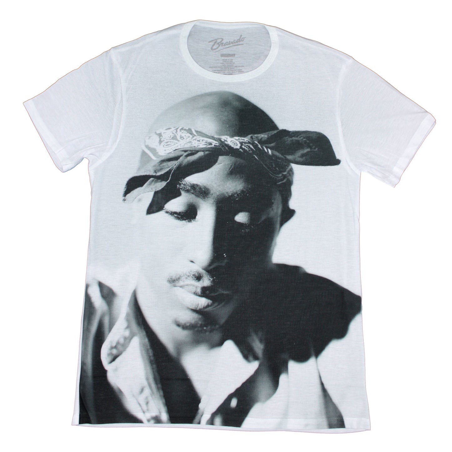 Tupac All Over Photo On White Tissue Tee Junior Top