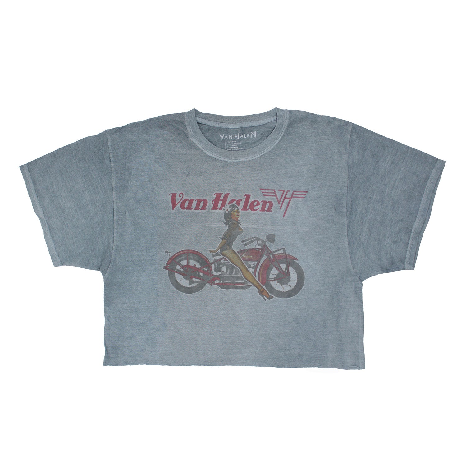 Van Halen Motorcycle Pinup Girl Oversized Crop Top Junior Top