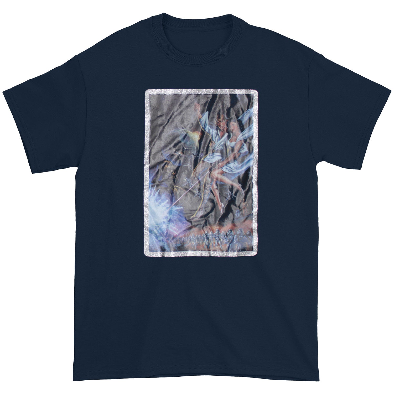 Star Wars Retro Heat Transfer On Navy Youth Tee T-shirt
