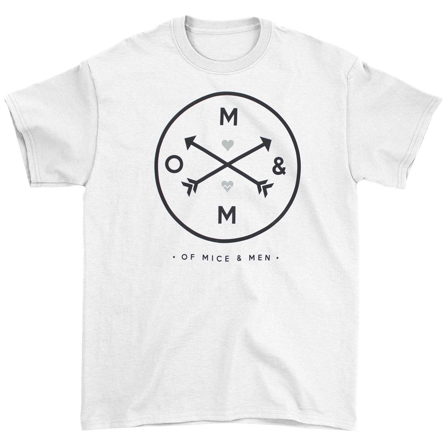 Of Mice & Men OM&M Circle Logo With Arrows & Hearts T-shirt