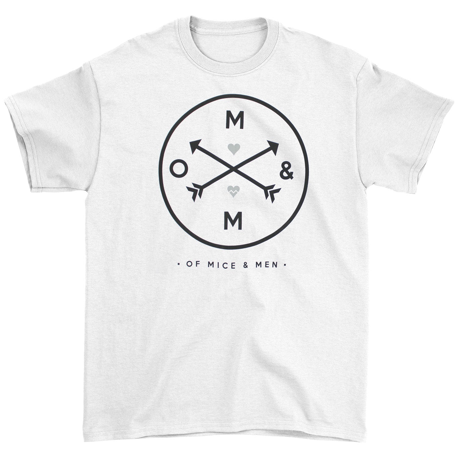 Of Mice & Men OM&M Circle Logo With Arrows & Hearts T-shirt