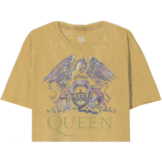Queen Vintage Color Mineral Wash Oversized Juniors Crop Junior Top