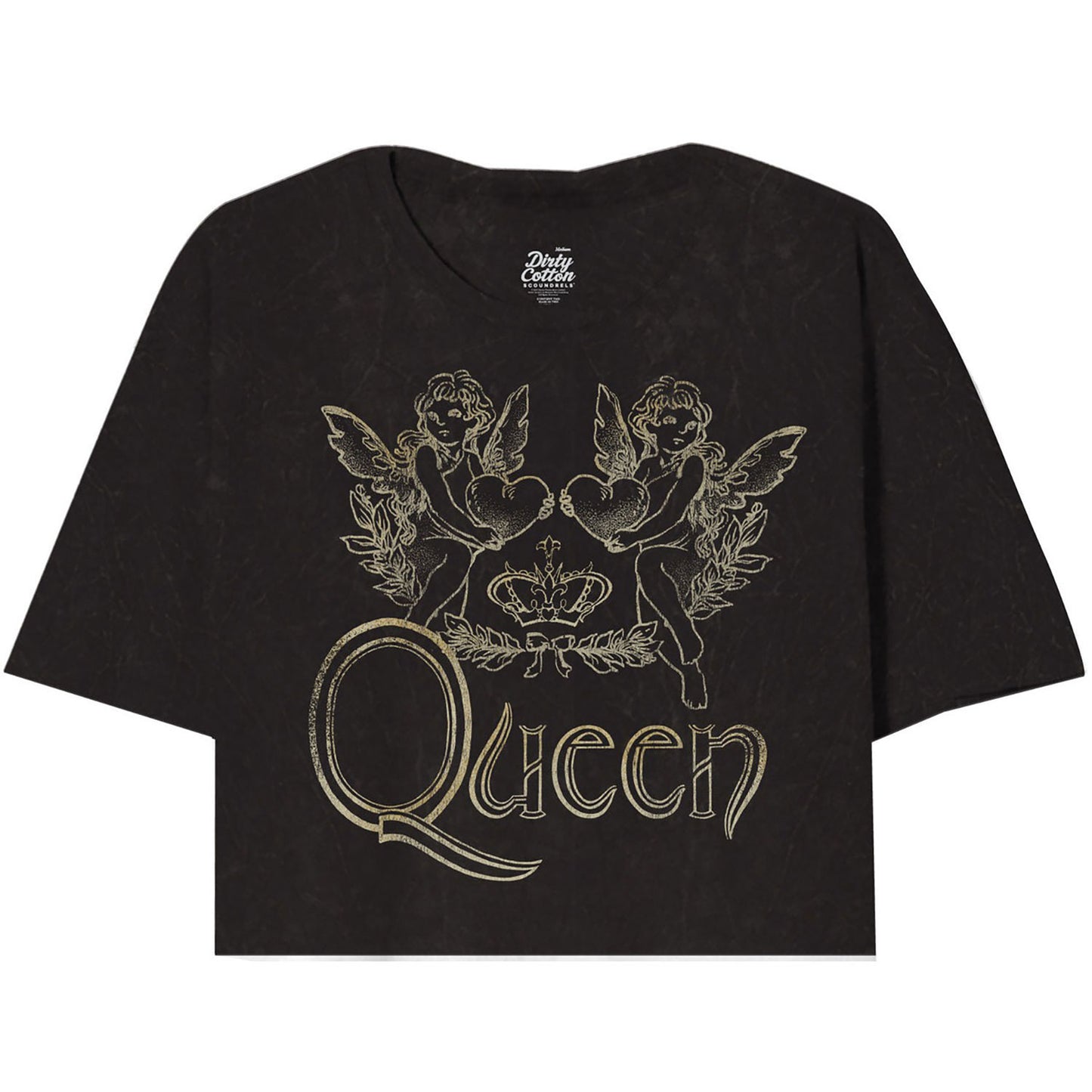 Queen Lovely Logo Mineral Wash Oversized Juniors Crop Junior Top
