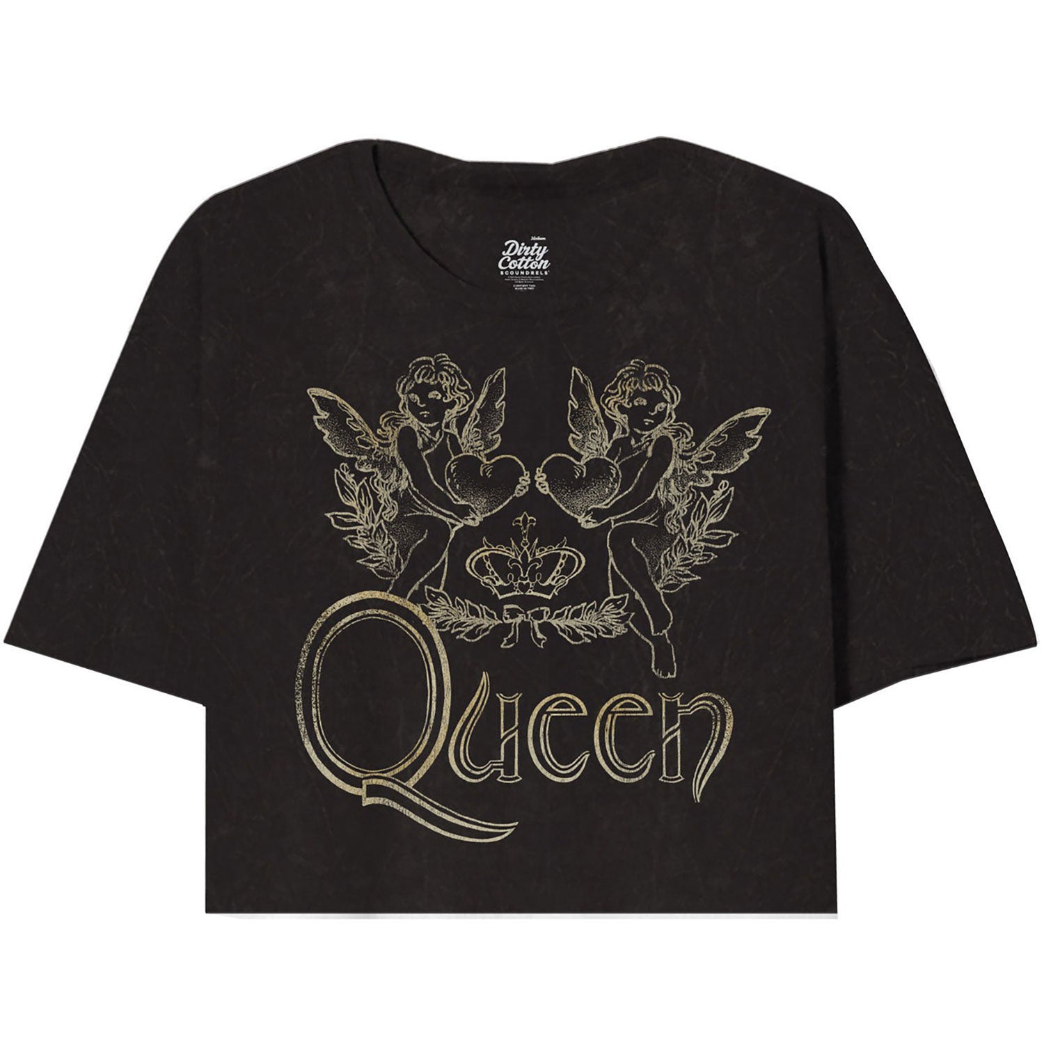 Queen Lovely Logo Mineral Wash Oversized Juniors Crop Junior Top
