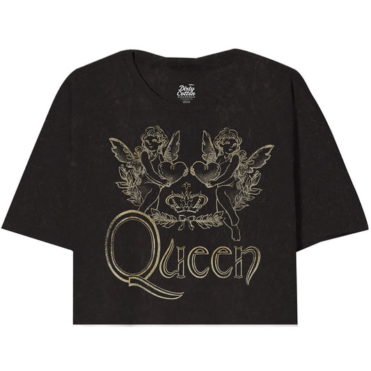 Queen Lovely Logo Mineral Wash Oversized Juniors Crop Junior Top