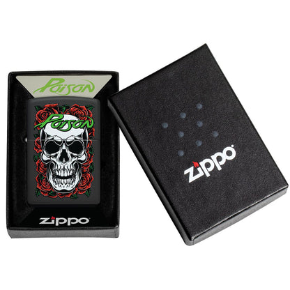 Poison Skull & Roses Logo Refillable Lighter