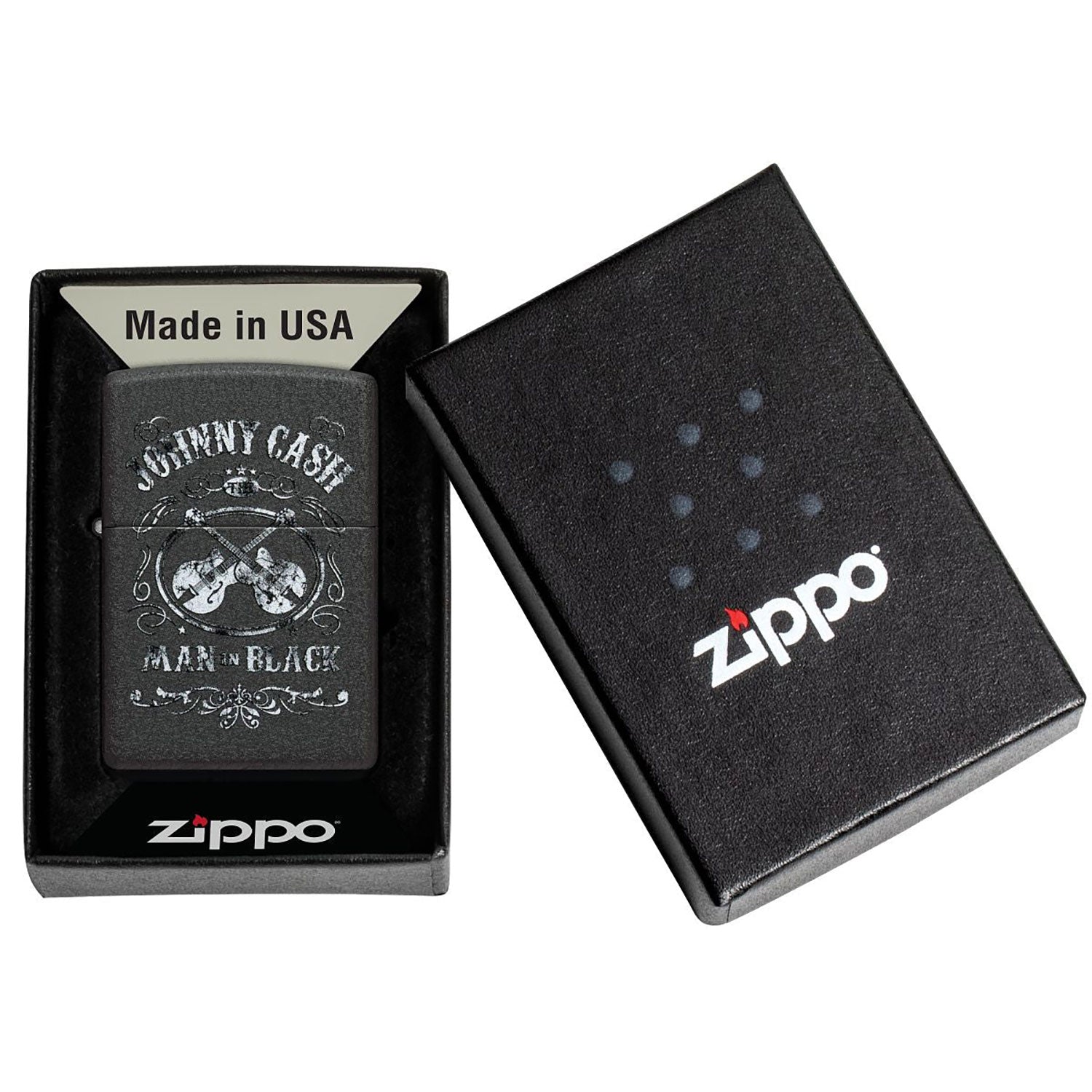 Johnny Cash Man In Black (Black Crackle) Refillable Lighter