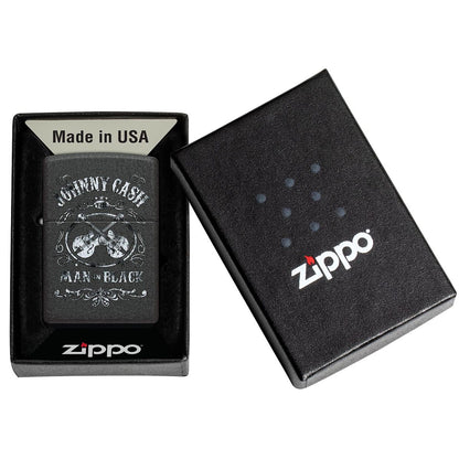 Johnny Cash Man In Black (Black Crackle) Refillable Lighter