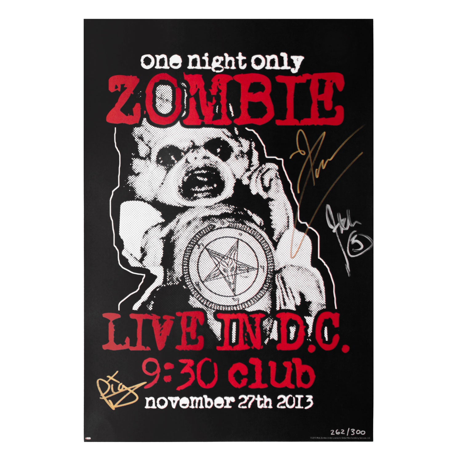 Rob Zombie Live In D.C. (Autographed!) Concert Promo Poster