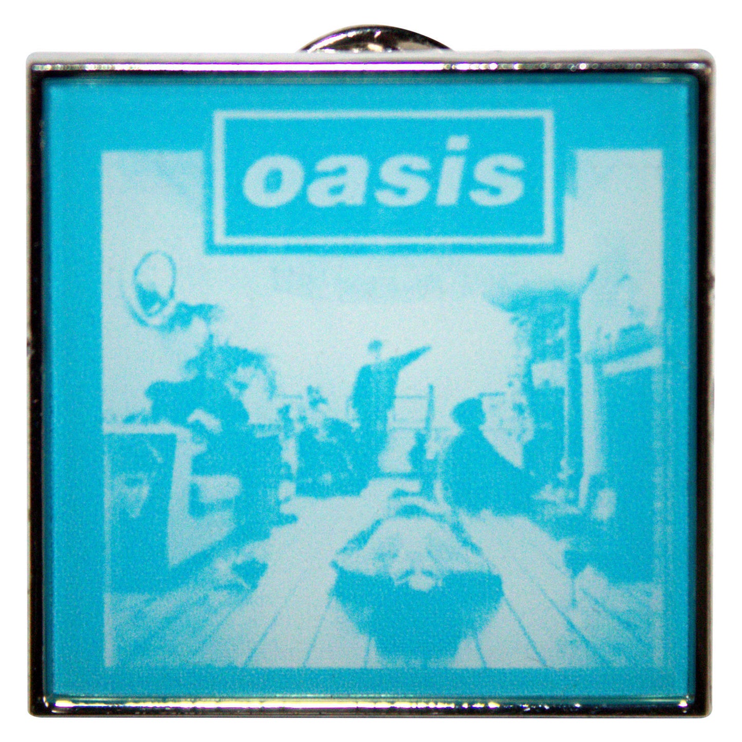 Oasis Definitely Maybe Blue Tone Pewter Pin Badge