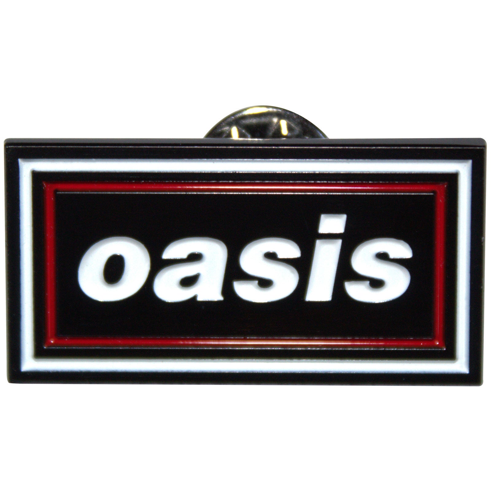 Oasis Decca Logo Red & Navy Retro Pewter Pin Badge