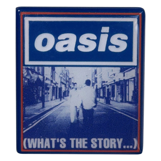 Oasis What's The Story Blue Tone Pewter Pin Badge