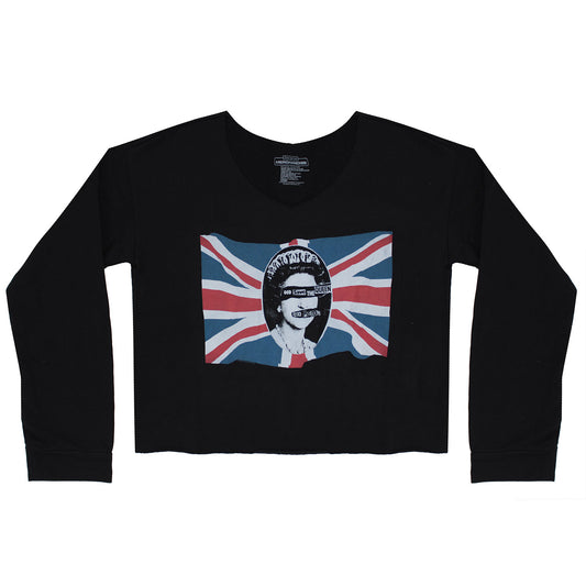 Sex Pistols God Save The Queen Long Sleeve Crop Top Junior Top
