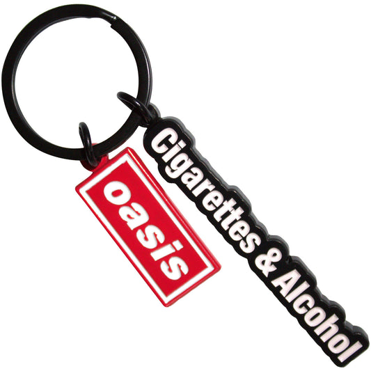 Oasis Cigarettes & Alcohol Red Decca Logo Charm Metal Key Chain