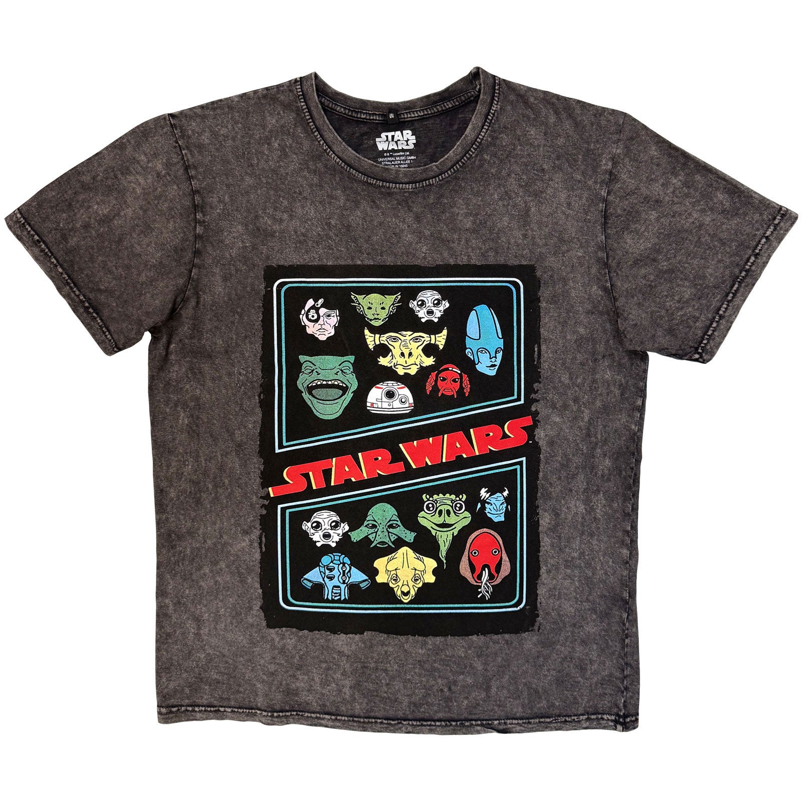 Star Wars Alien Heads Stone Wash T-shirt