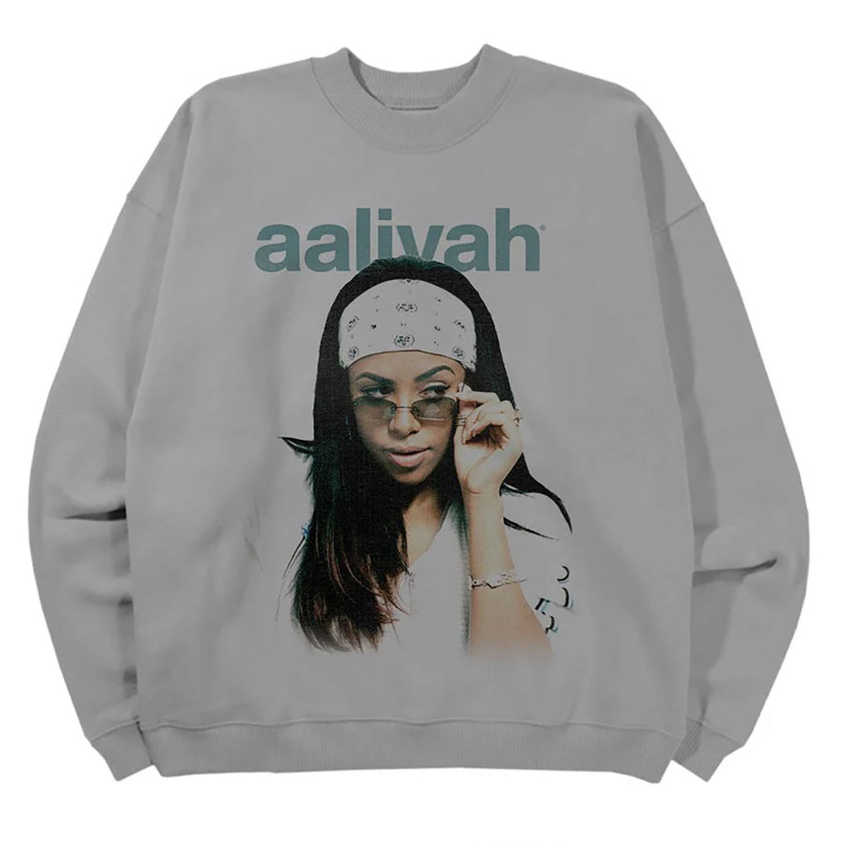 Aaliyah Glasses & Bandana Crewneck Fleece Sweatshirt Front