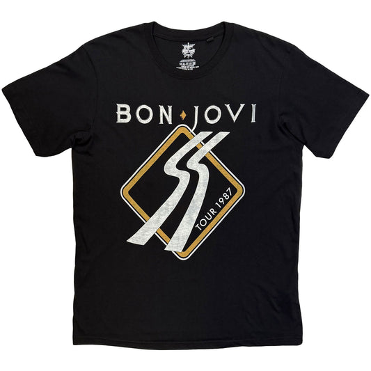 Bon Jovi Tour '87 Road Sign T-shirt Front