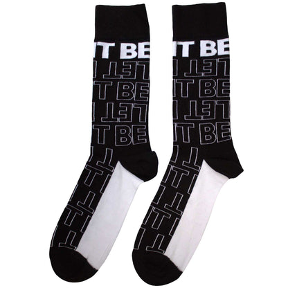 Beatles Let It Be Text Outlines Repeat Socks