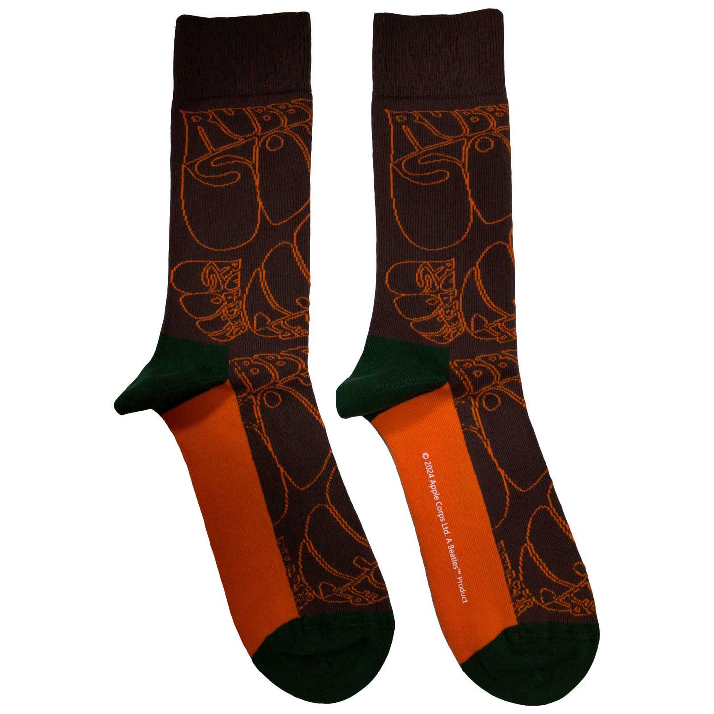 Rubber Soul Text Outlines Repeat Socks