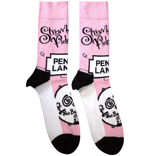 Beatles Strawberry Fields/penny Lane Socks Front