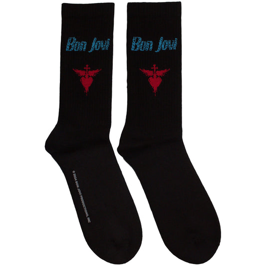 Bon Jovi Bon Jovi Dagger Heart Blue Logo Socks