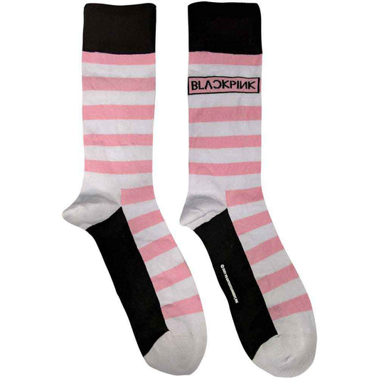 BlackPink Stripes & Logo Socks Front