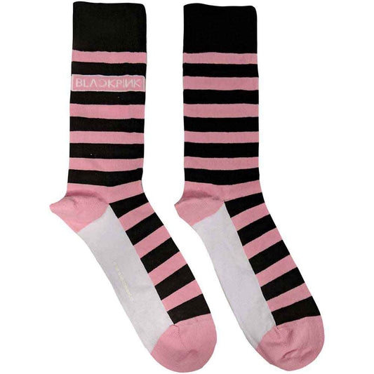 BlackPink Stripes & Logo Socks Front