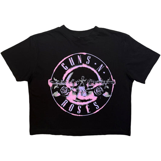 Guns N Roses Pink Bullet Crop Top Girls Jr Front