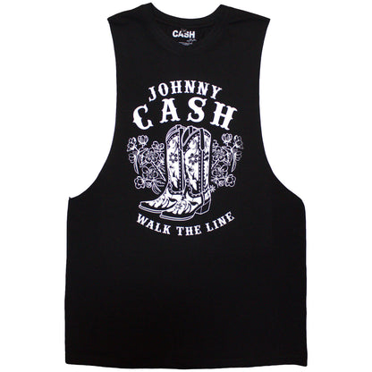 Johnny Cash Walk The Line Boots Tank Top Mens Tank